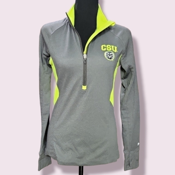 𝅺california State Rams Under Armour Gray & Florescent Yellow Pullover, Size SM - Picture 1 of 11